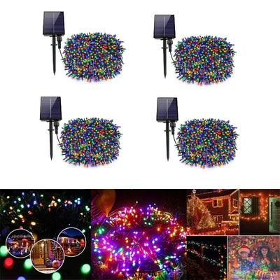 Set 4 x Instalatie cu Incarcare Solara 100 LED, 10 Metri - Multicolor