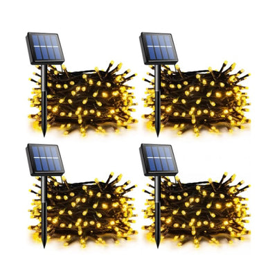 Set 4 x Instalatie cu Incarcare Solara 100 LED, 10 Metri - Alb Cald