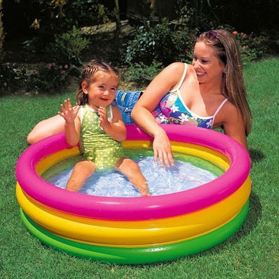 Lichidare de Stoc! Piscina Gonflabila Intex cu 3 Inele, 114 x 25 cm + Cadou Mingee Gonflabila pentru Apa