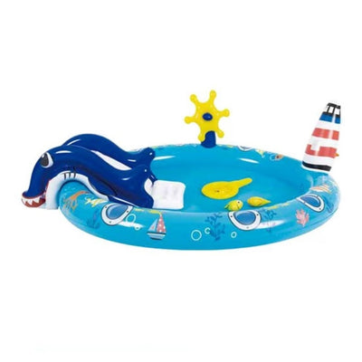 Lichidare de Stoc! Piscina Gonflabila pentru Copii, Model cu Tobogan si Fantana Arteziana, 203 x 152 x 64 cm