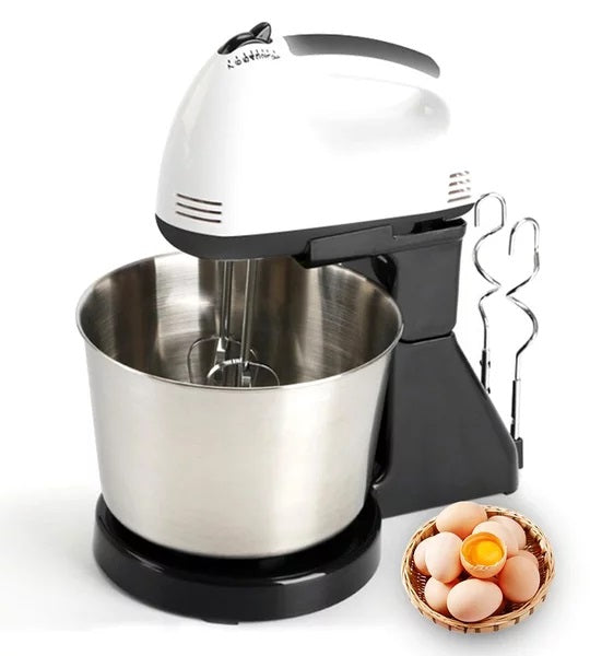 Mixer cu Bol din Inox, 350 W, 7 viteze, 2 Teluri, 2 Spirale