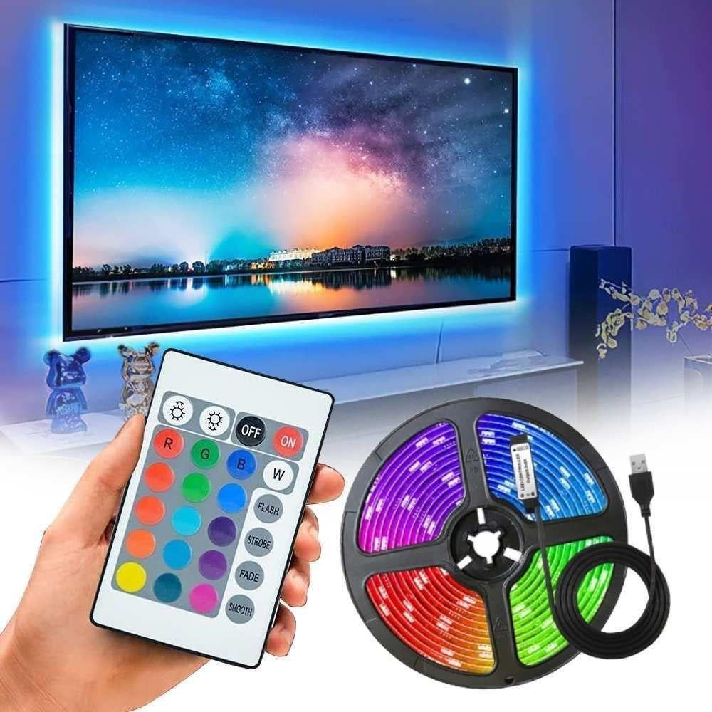 Banda Led RGB 2 Metri pentru TV, Adaptare USB, Telecomanda Inclusa