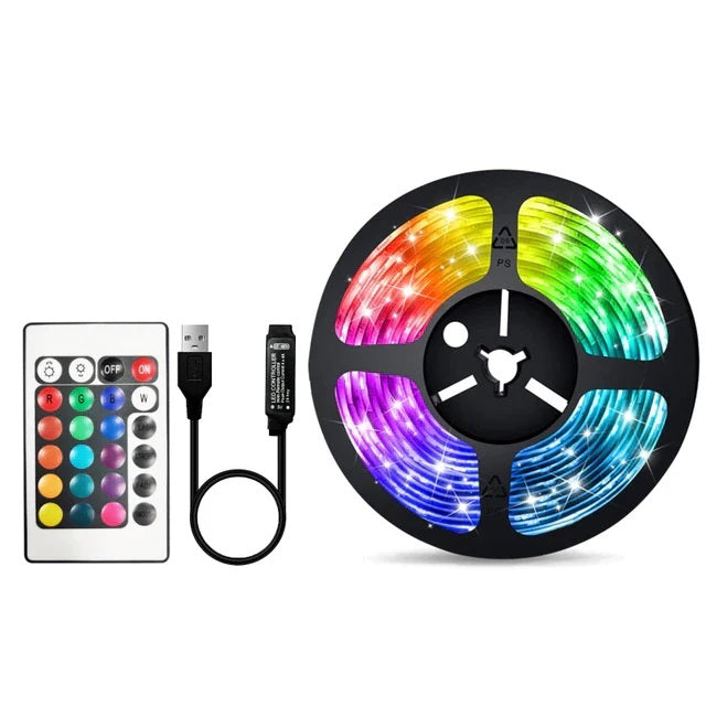 Banda Led RGB 2 Metri pentru TV, Adaptare USB, Telecomanda Inclusa