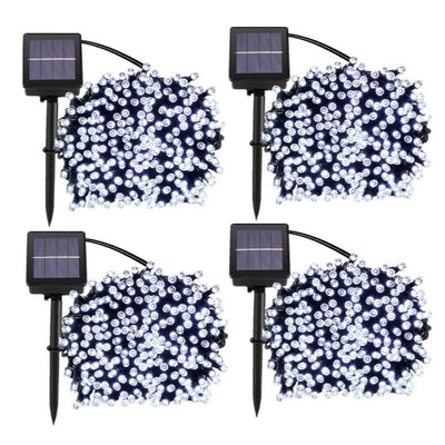 Set 4 x Instalatie cu Incarcare Solara 100 LED, 10 Metri - Alb Rece