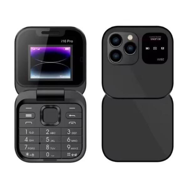 Telefon de Buzunar Pliabil Flip Phone i16 Pro, Dual SIM, Camera, Bluetooth, Inregistrare Apel, Lanterna, 4.5 cm