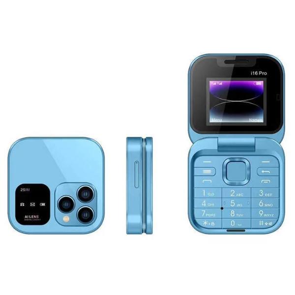 Telefon de Buzunar Pliabil Flip Phone i16 Pro, Dual SIM, Camera, Bluetooth, Inregistrare Apel, Lanterna, 4.5 cm