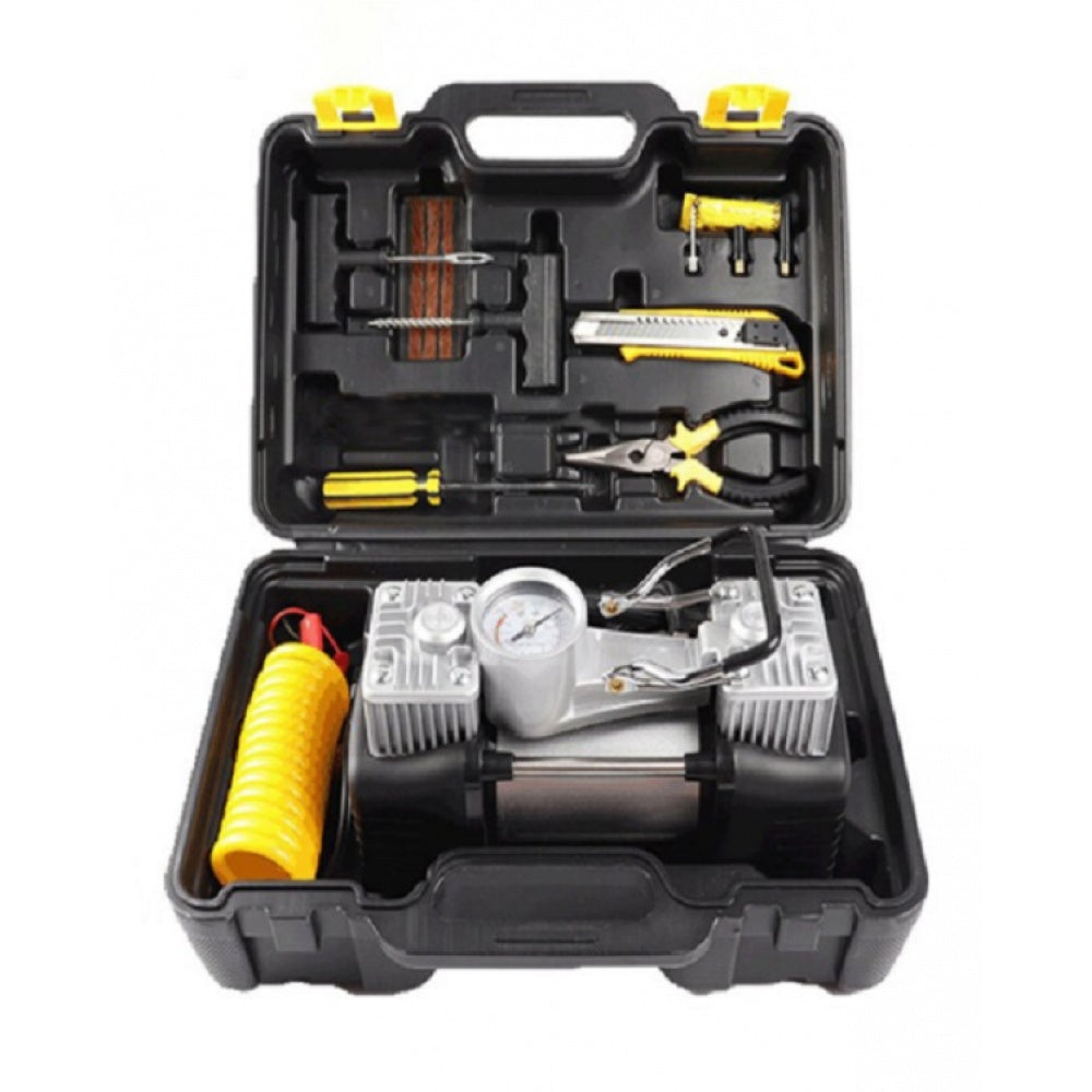 Kit pentru pana, compresor 12V, 2 cilindri si 7 accesorii