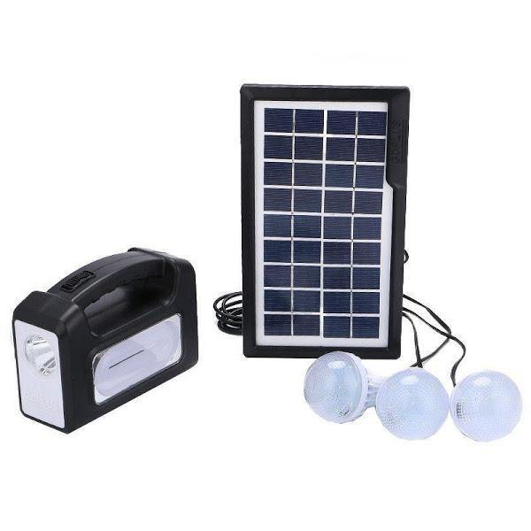 Kit panou solar GDPLUS-GD7 cu 3 becuri si lanterna inclusa