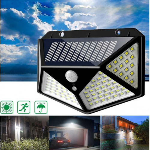 Set 10 x Lampa 100 LED cu panou solar, senzor de miscare