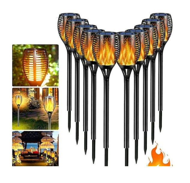 Lichidare de Stoc! Set 12 x Lampa solara tip torta cu efect flacara 51.5 cm