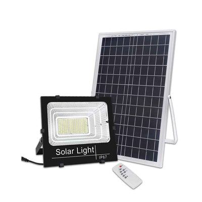 Proiector cu panou solar si telecomanda Jortan, rezistenta IP67, 50W