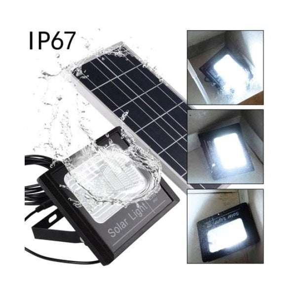 Proiector cu panou solar si telecomanda Jortan, rezistenta IP67, 100W