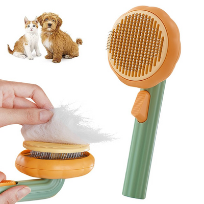 Perie par de animale cu buton de autocuratare Circle Brush