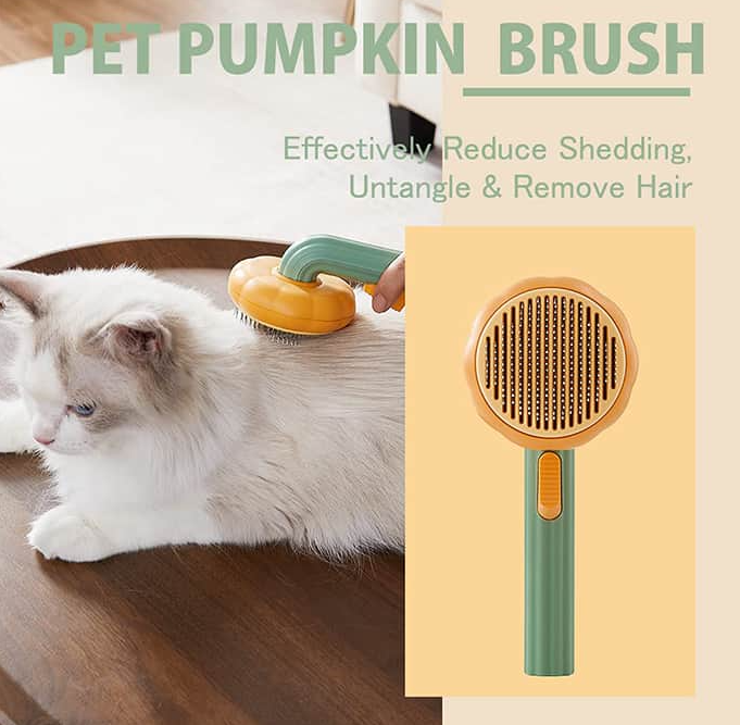 Perie par de animale cu buton de autocuratare Circle Brush