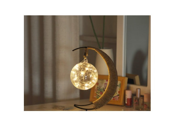 Decoratiune luminoasa luna cu glob