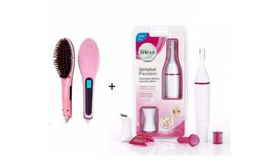 Perie indreptat parul Straight Brush + Trimmer electric Sweet Precision