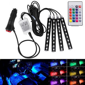 Lumini ambientale auto Kit interior LED RGB cu telecomanda